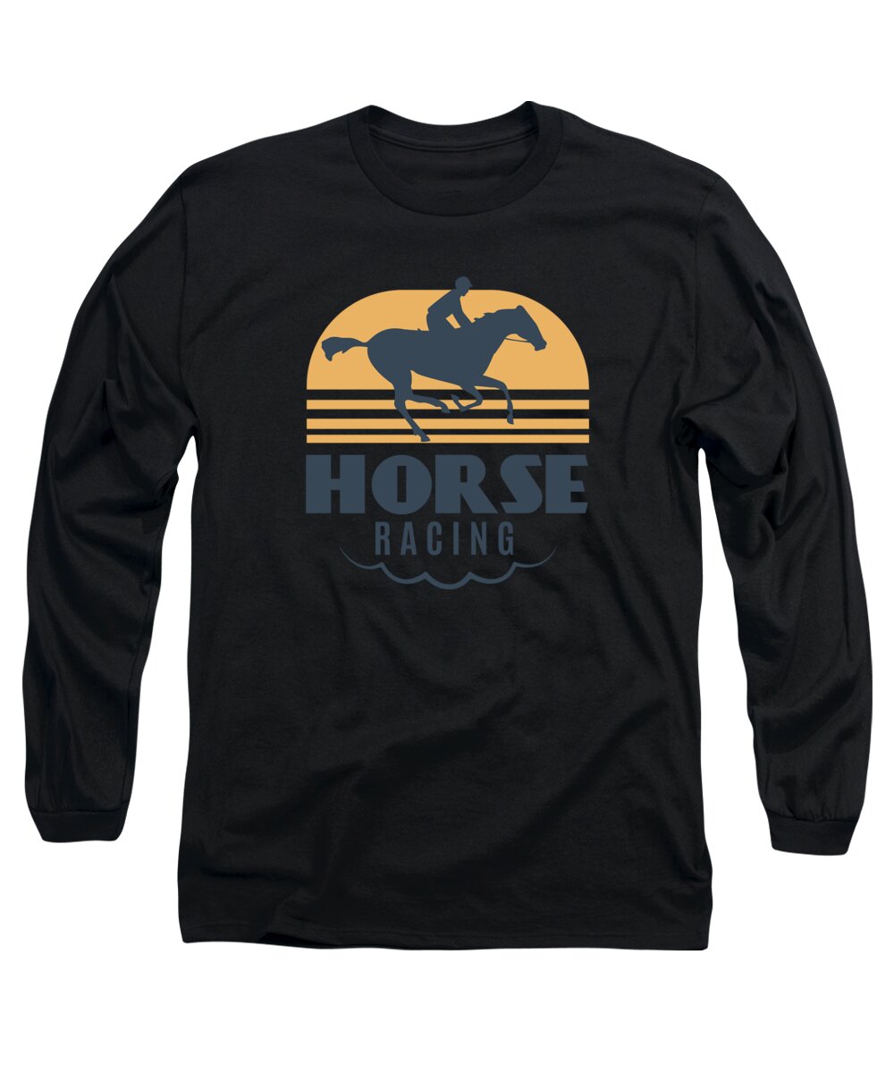 Horse Racing Long Sleeve T-Shirt featuring the digital art Horse Racing, The Jockey And His Racehorse #5 by GreenOptix
