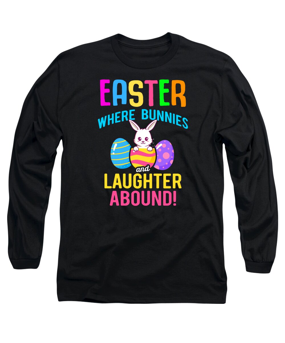 Easter Long Sleeve T-Shirt featuring the digital art Easter Rabbit Easter Bunny Flowers Eggs #7 by Toms Tee Store