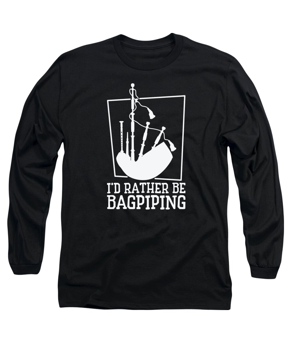 Bagpiper Long Sleeve T-Shirt featuring the digital art Funny Bagpiper Bagpiping Scotsman Musician Player #7 by Toms Tee Store