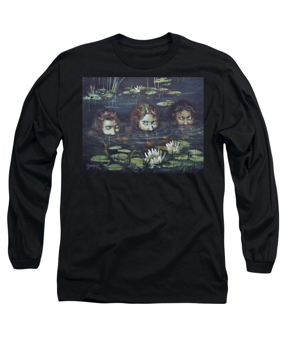  Halloween Long Sleeve T-Shirt featuring the painting A Trio of Witches by Tom Shropshire