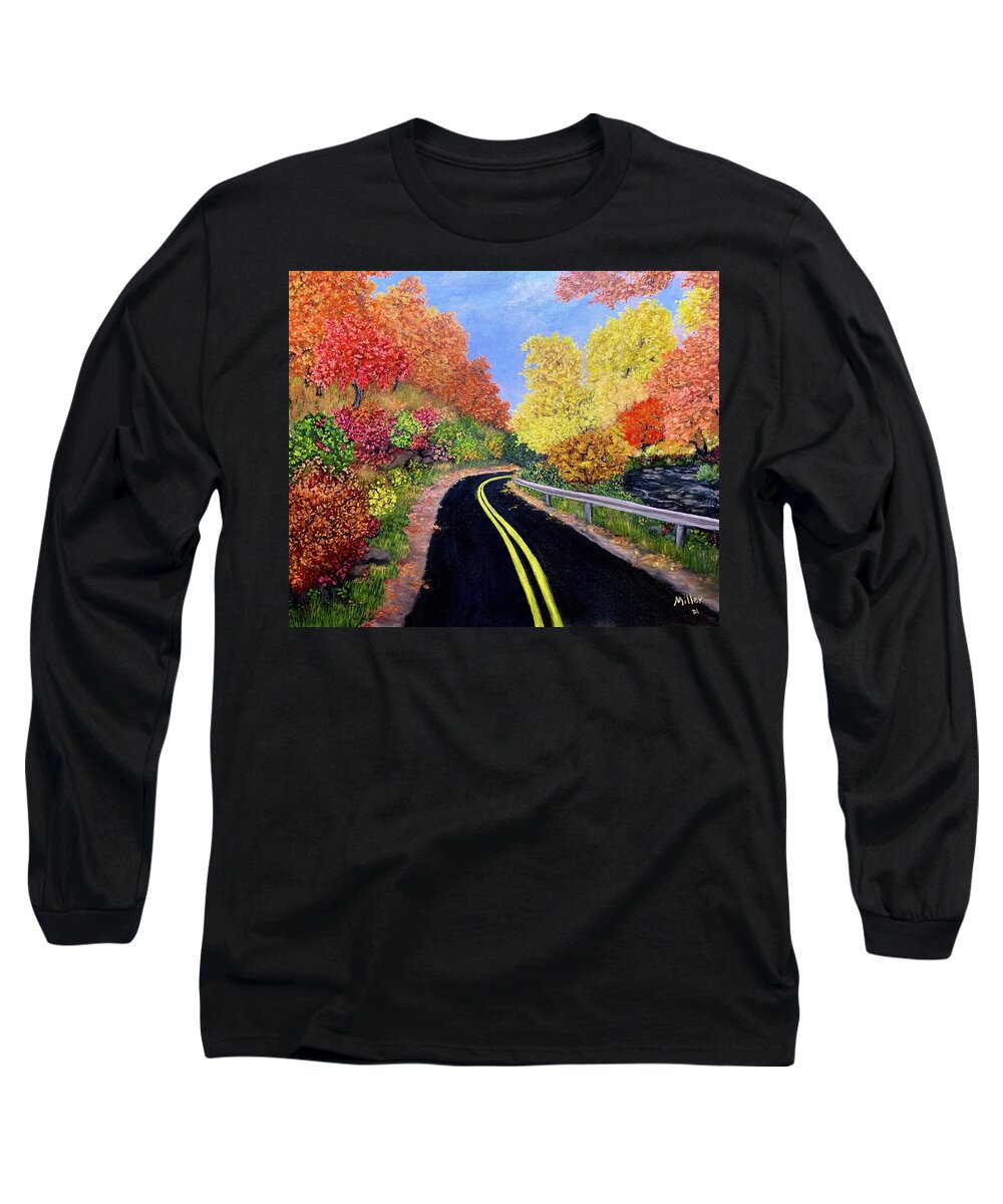  Long Sleeve T-Shirt featuring the painting Adirondack Country Road by Peggy Miller