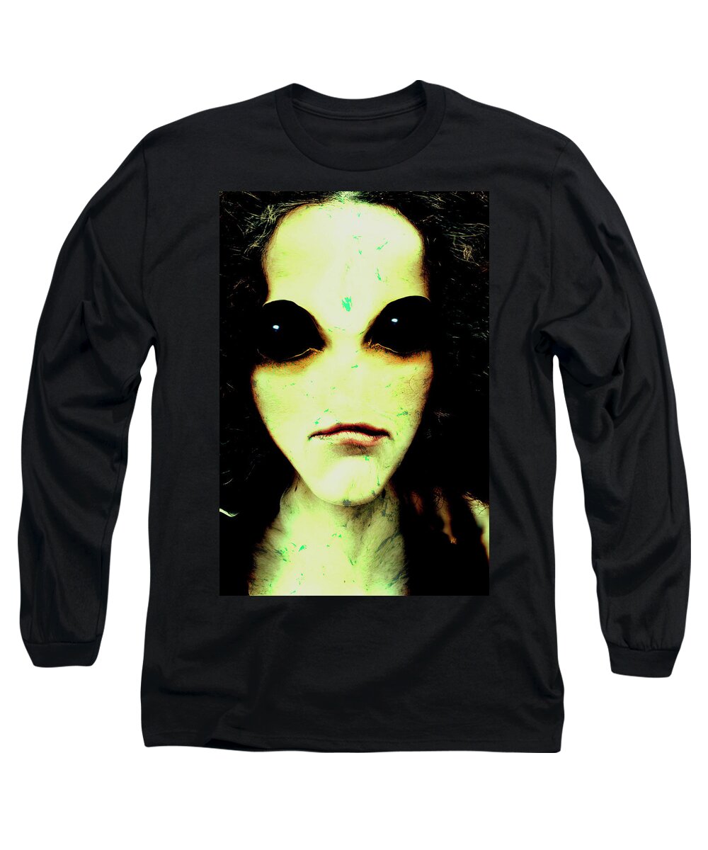 Photomanipulation Long Sleeve T-Shirt featuring the digital art Alien Girl by K Bradley Washburn