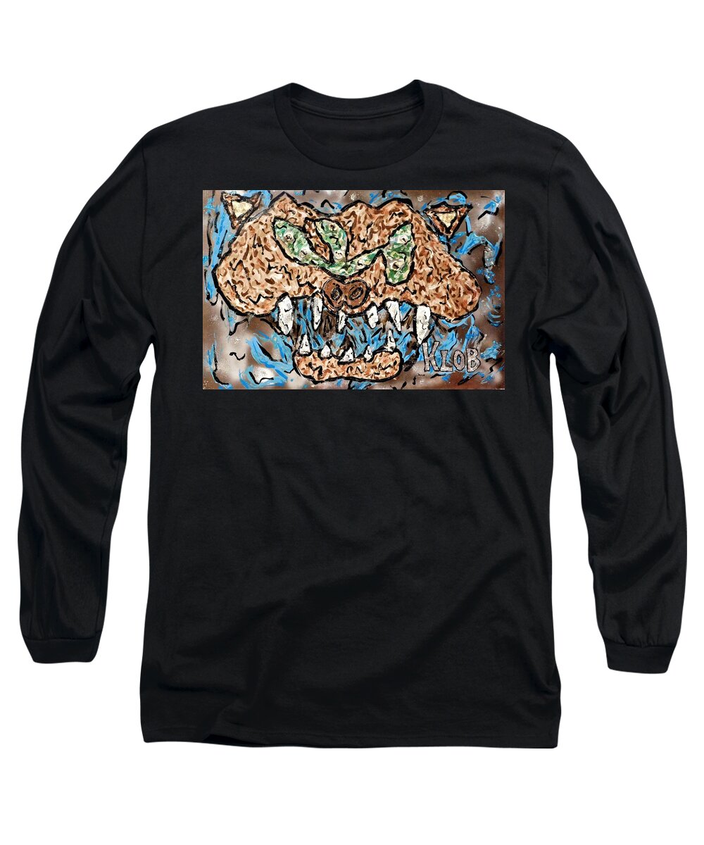 Lion Long Sleeve T-Shirt featuring the mixed media American Lion by Kevin OBrien