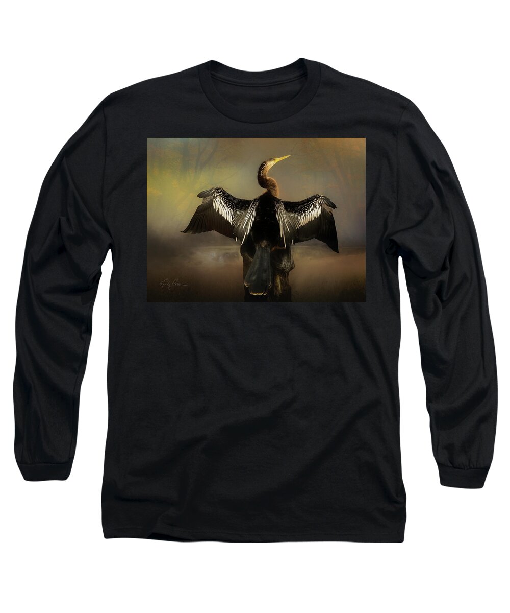 Anhinga Long Sleeve T-Shirt featuring the photograph Anhinga at the Pond by Randall Allen