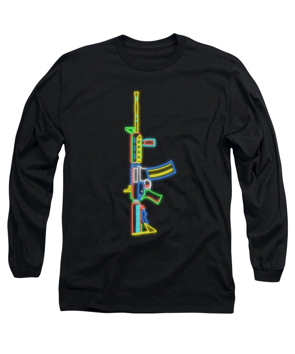 Ar 15 Long Sleeve T-Shirt featuring the photograph AR15 Neon Design by Ricky Barnard