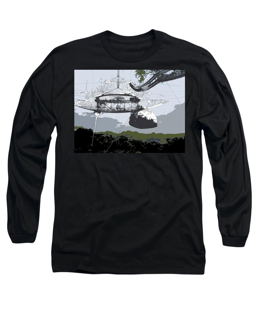 Arecibo Long Sleeve T-Shirt featuring the drawing Arecibo by Julio R Lopez Jr