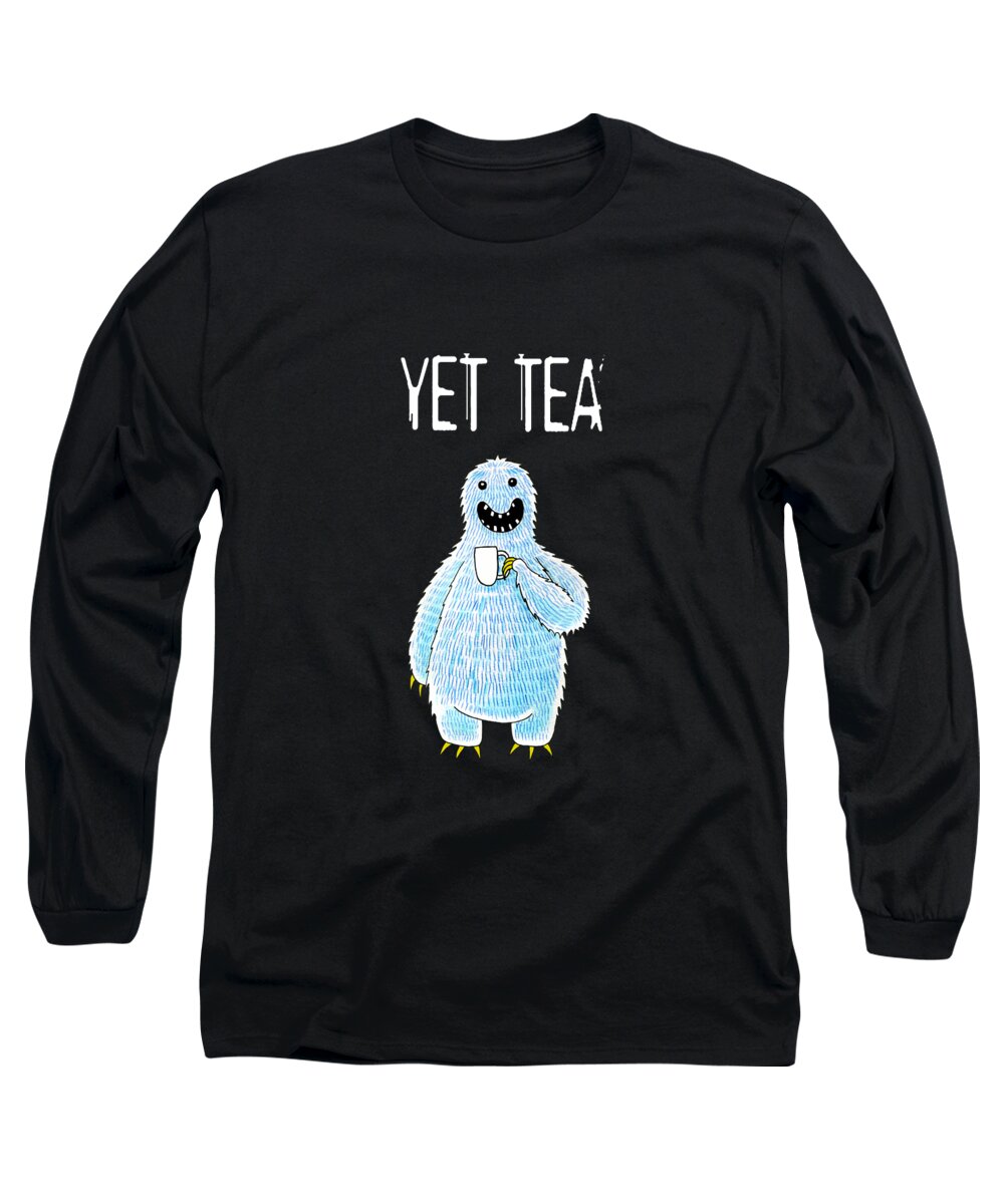 Yeti Long Sleeve T-Shirt featuring the drawing Yet Tea by Andrew Hitchen