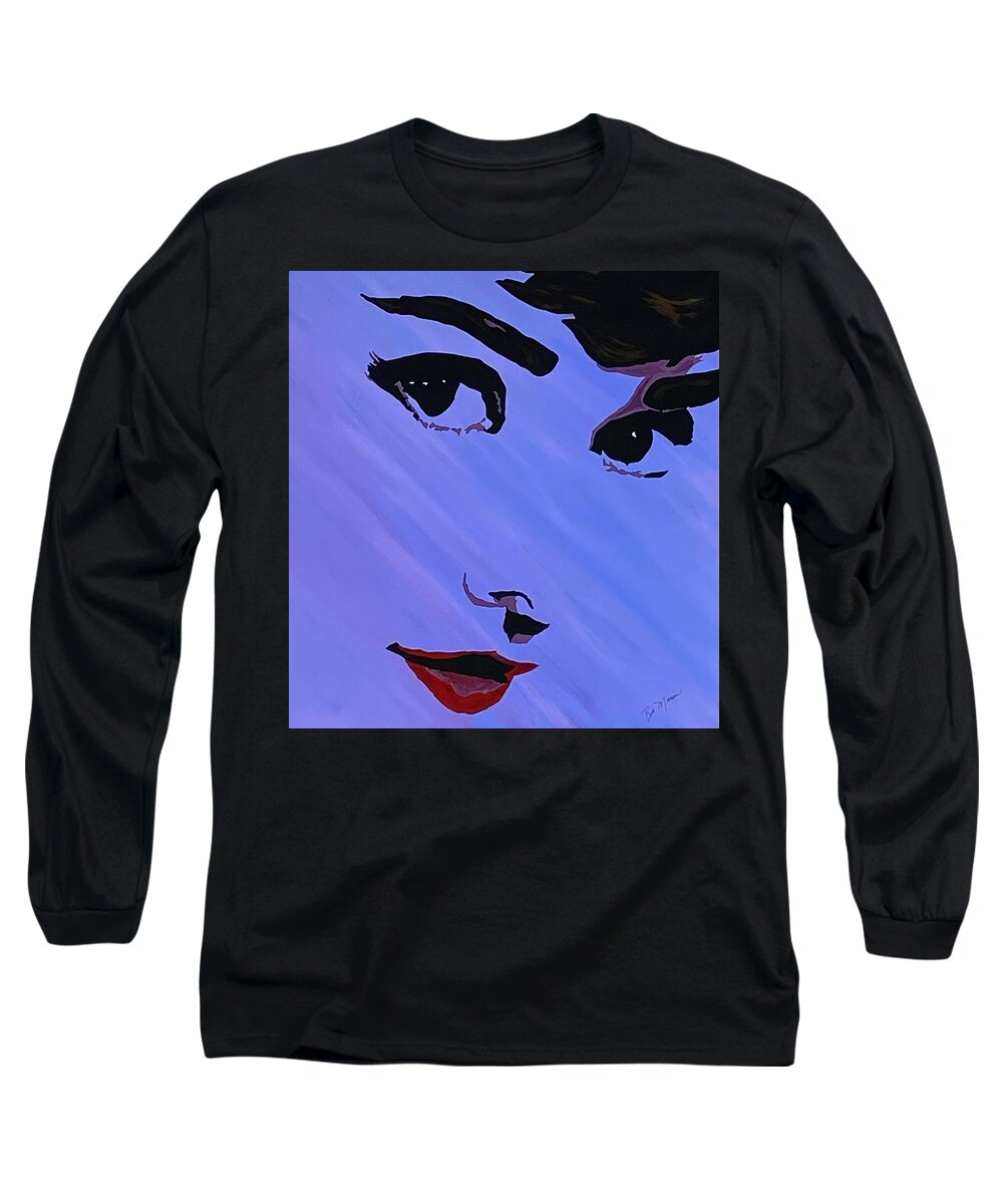  Long Sleeve T-Shirt featuring the painting Audrey Hepburn by Bill Manson