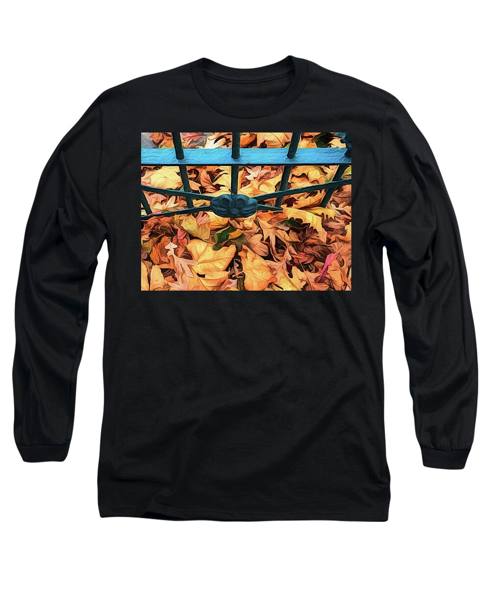 Autum Long Sleeve T-Shirt featuring the photograph Autumn Leaves At The Gate by Gary Slawsky