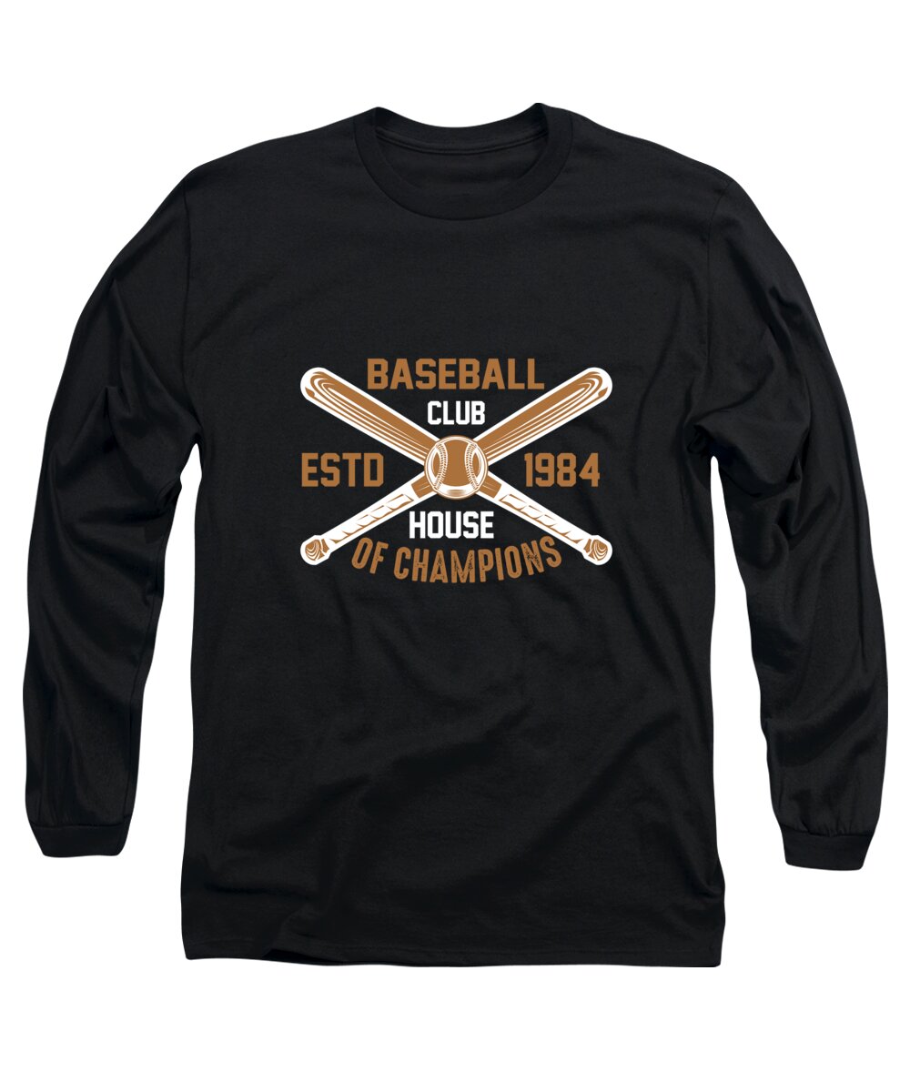 Baseball Long Sleeve T-Shirt featuring the digital art Baseball Club House Of Champions by Jacob Zelazny