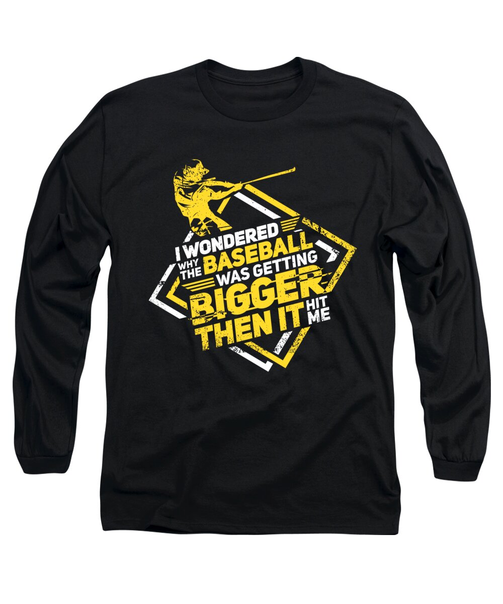 Homerun Long Sleeve T-Shirt featuring the digital art Baseball Was Getting Bigger by Mister Tee