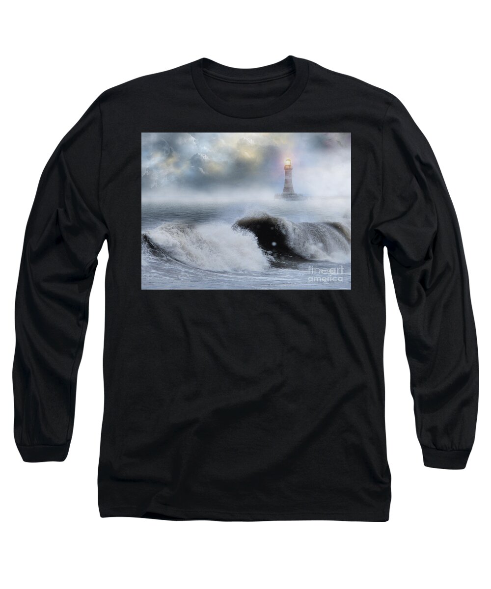 The North Sea Long Sleeve T-Shirt featuring the pyrography Before the Storm by Morag Bates