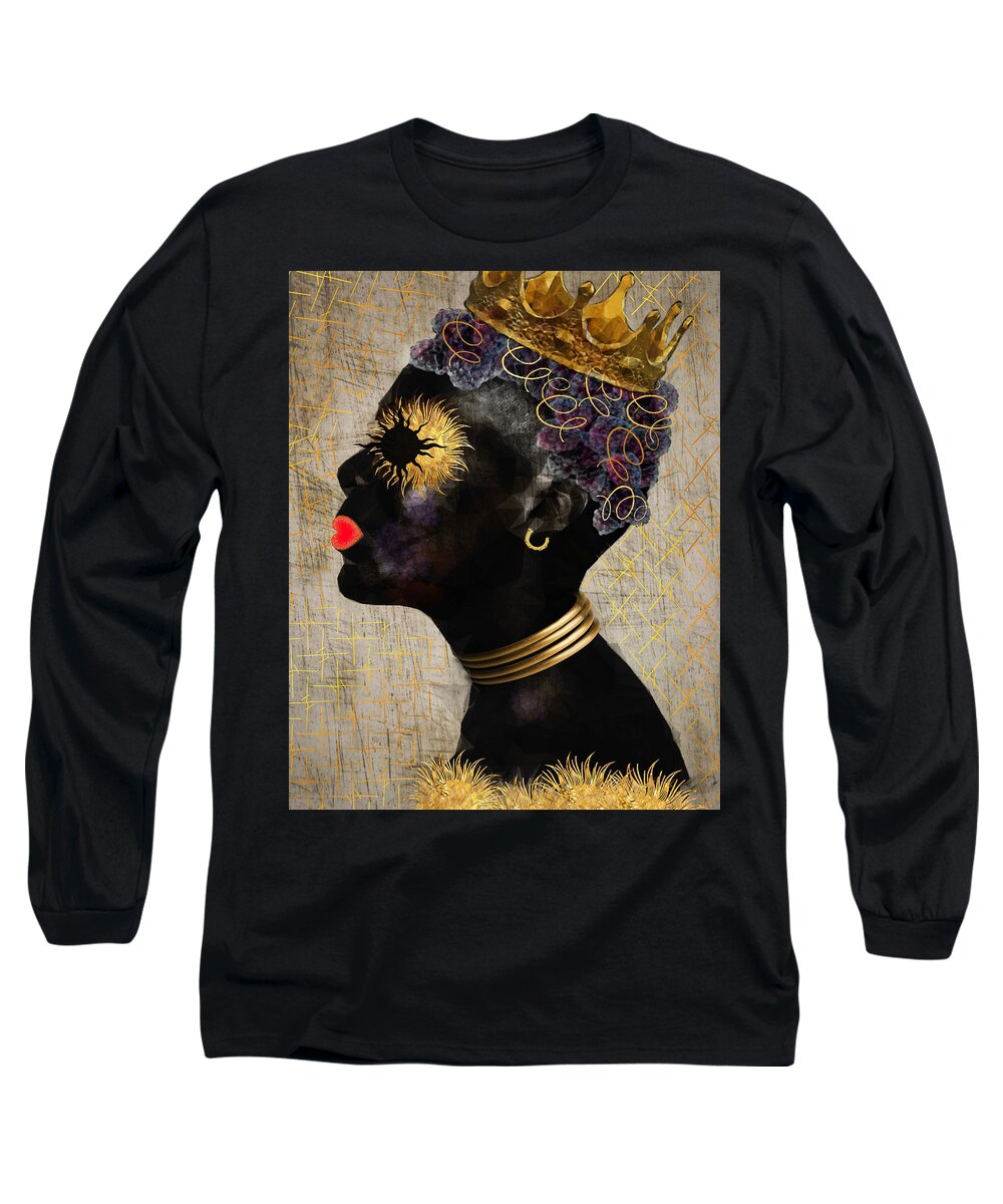 Black Woman Long Sleeve T-Shirt featuring the mixed media Blackberries In Honey by Canessa Thomas