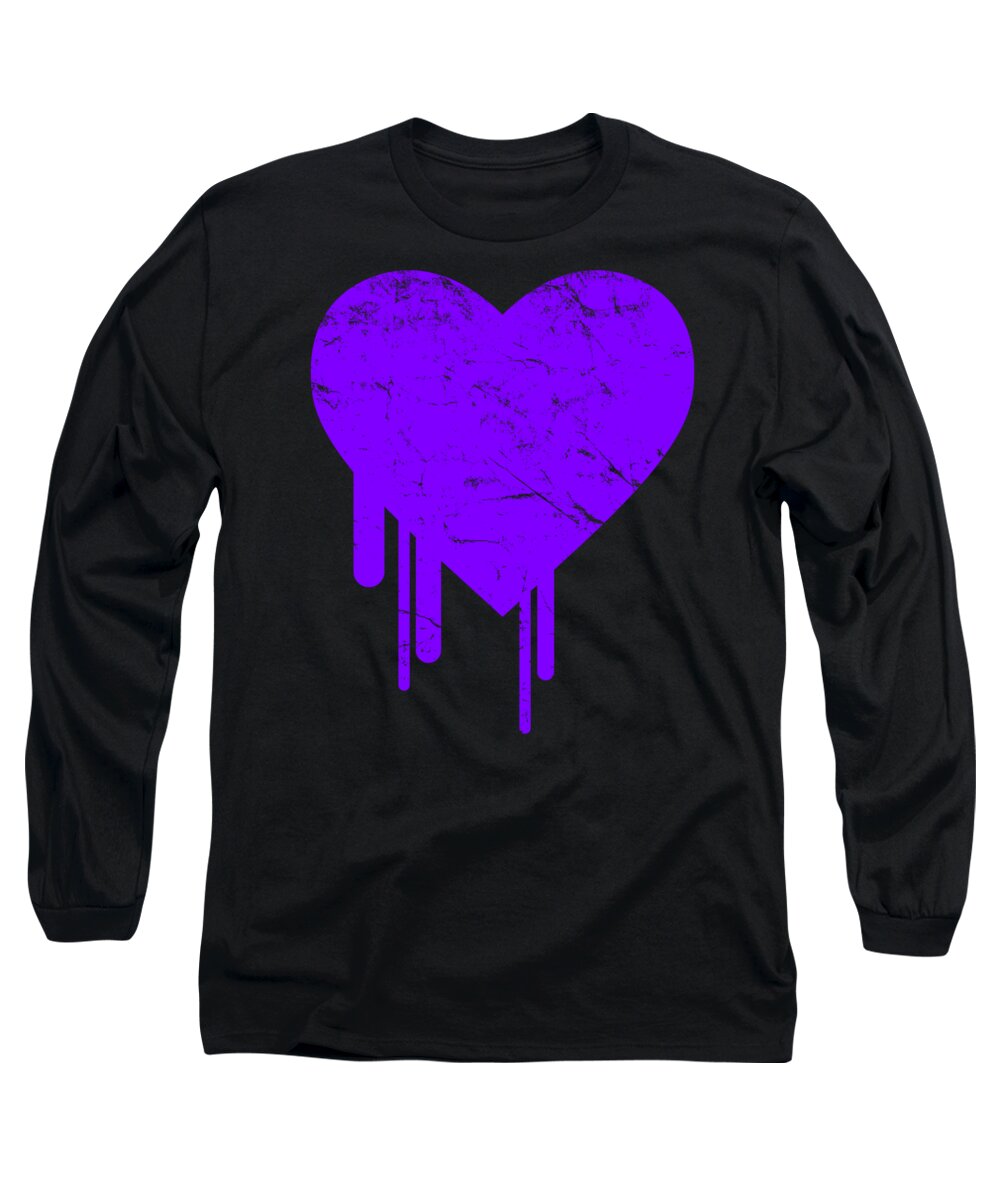 Funny Long Sleeve T-Shirt featuring the digital art Bleeding Purple Heart by Flippin Sweet Gear