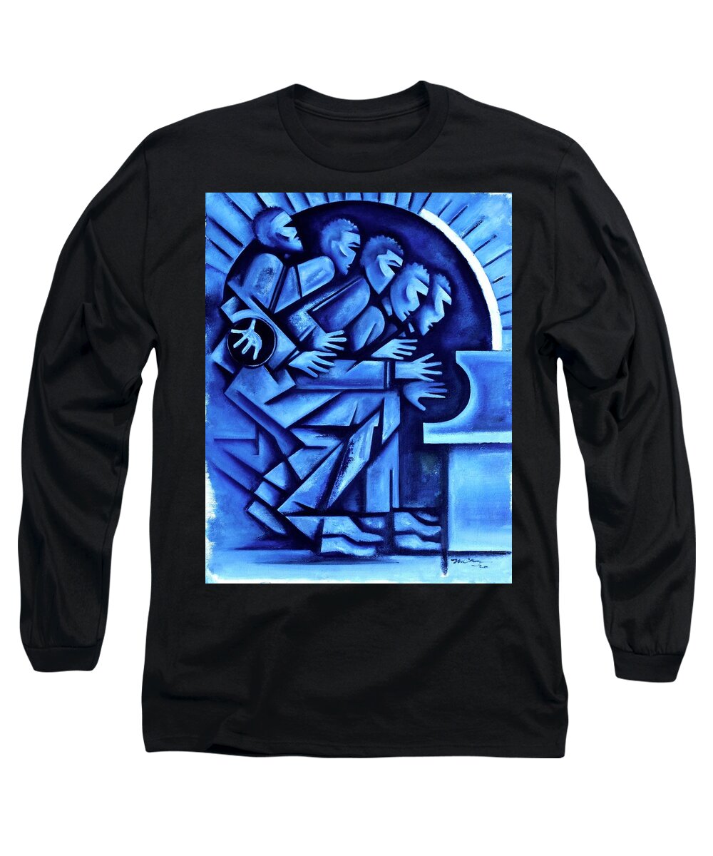 Jazz Long Sleeve T-Shirt featuring the painting Blues/ Ascent by Martel Chapman