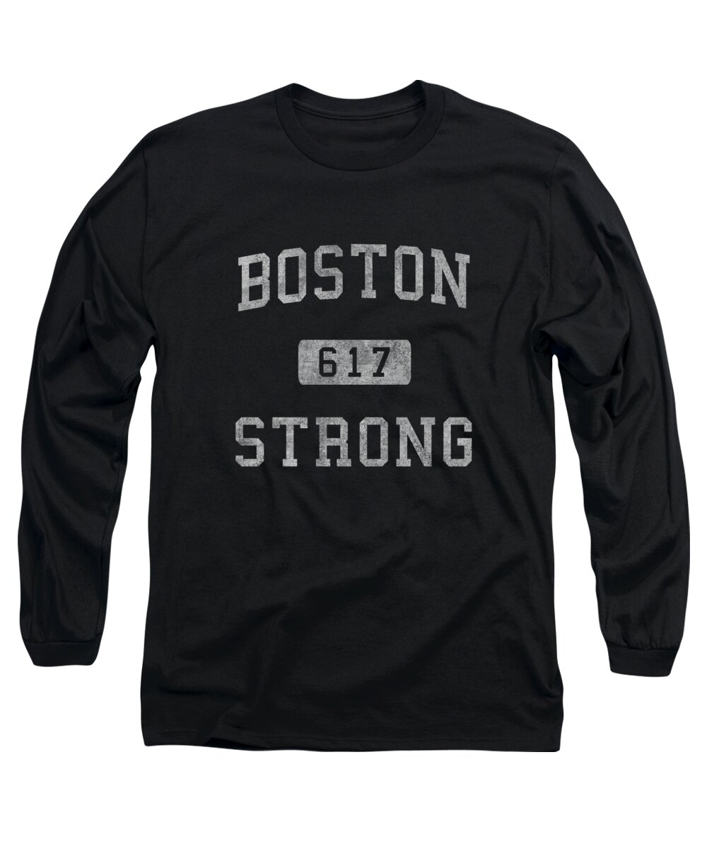 Funny Long Sleeve T-Shirt featuring the digital art Boston Strong Retro by Flippin Sweet Gear