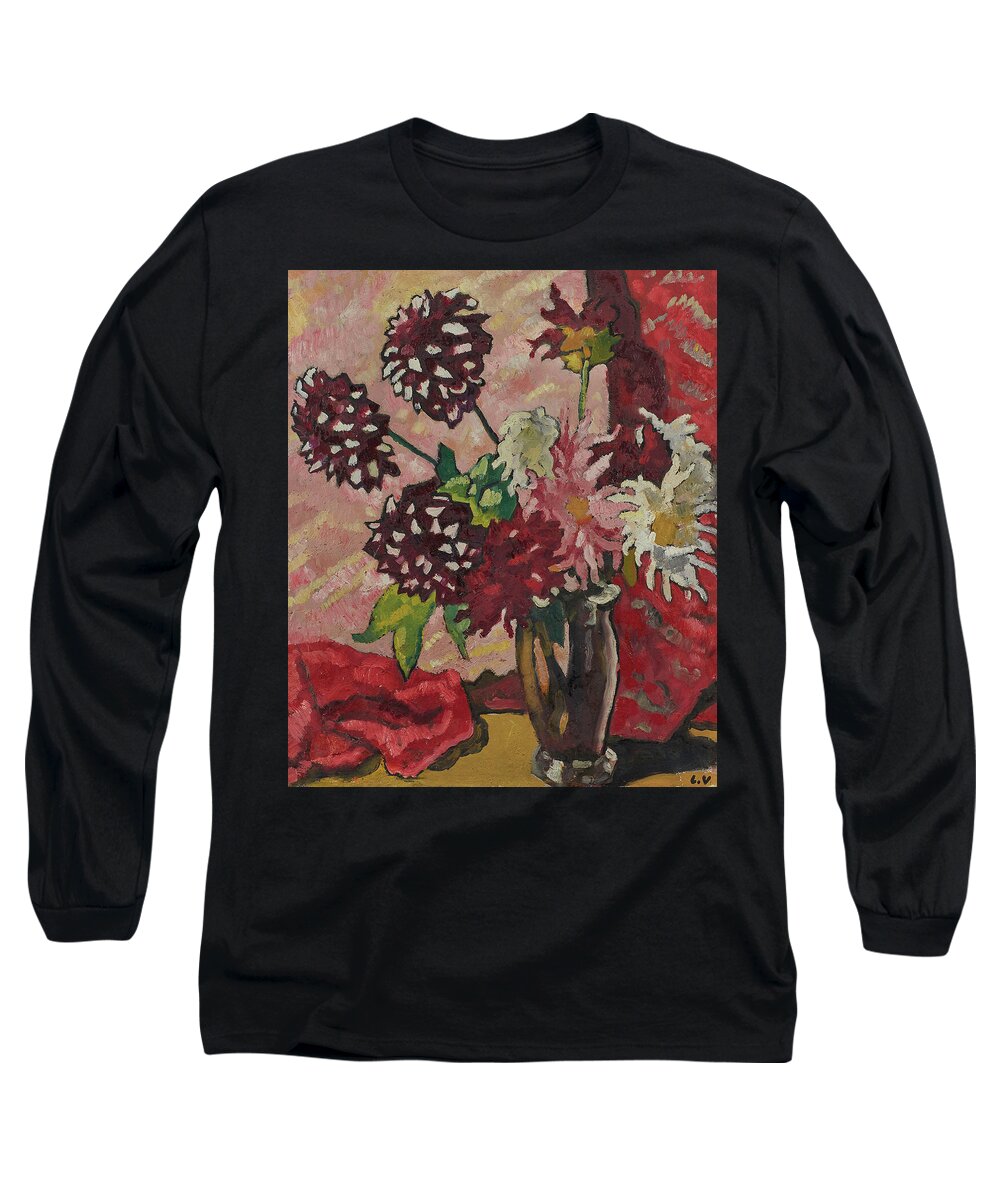 Flowers Long Sleeve T-Shirt featuring the painting Bouquet of dahlias by MotionAge Designs