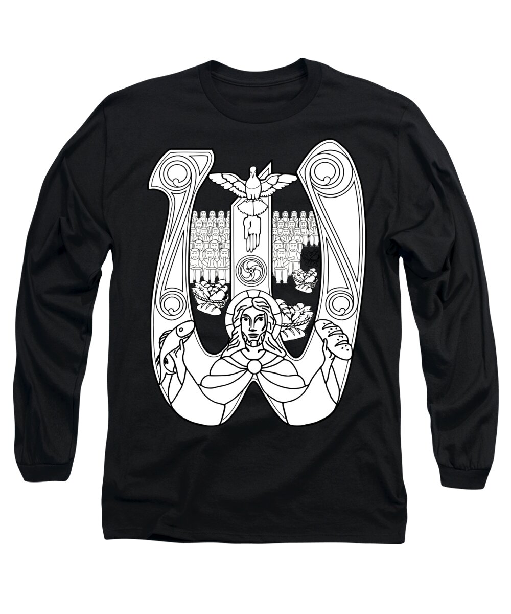 Roma Long Sleeve T-Shirt featuring the digital art Bread And Fish God Italian Metropolis Of Artistic Fusion by DNT Prints