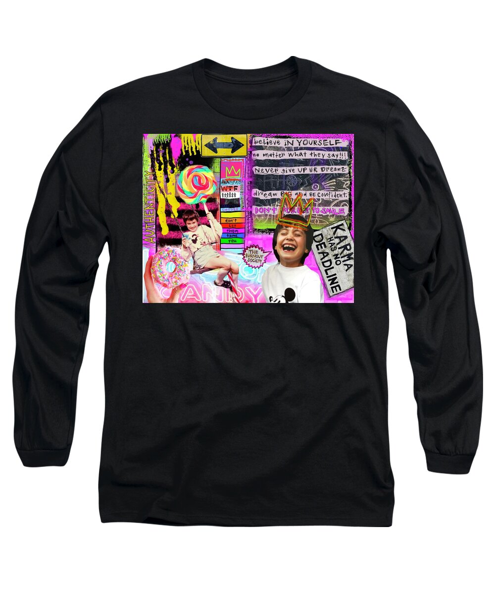 Collage Long Sleeve T-Shirt featuring the digital art Burnout Society by Tanja Leuenberger