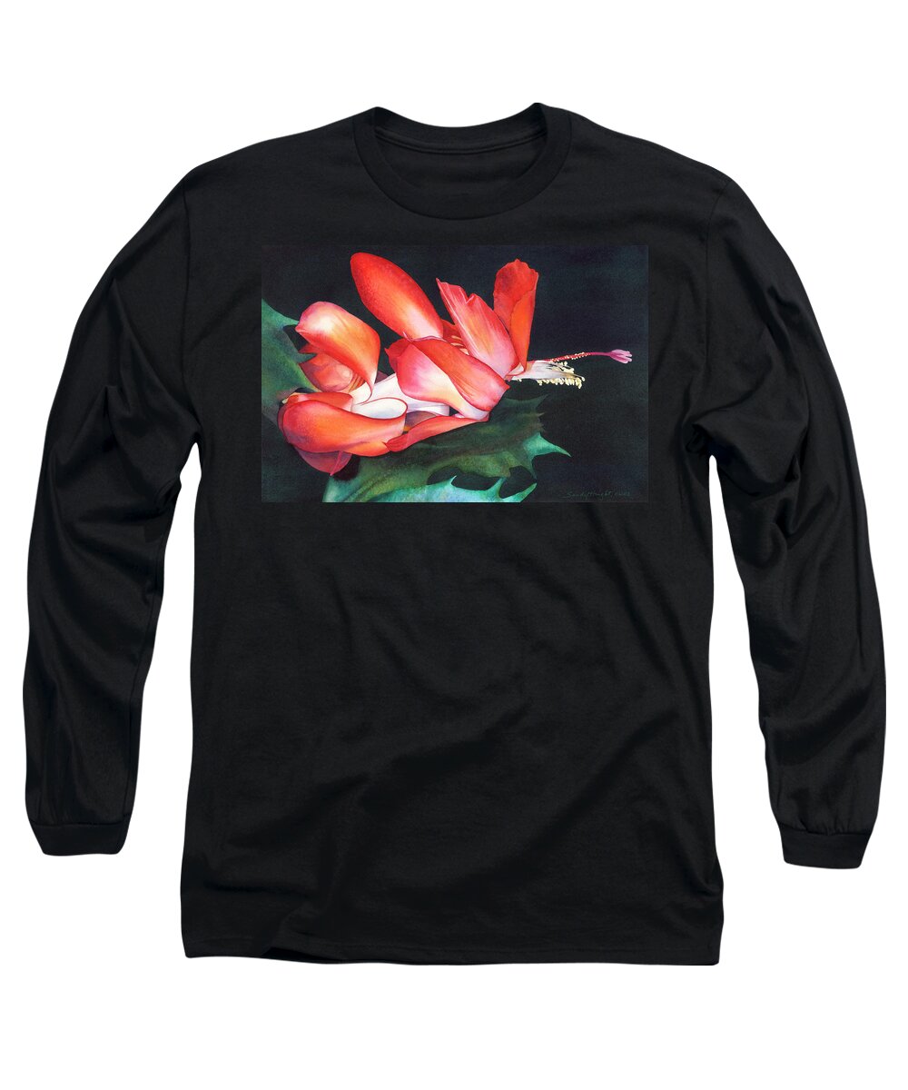 Watercolor Painting Long Sleeve T-Shirt featuring the painting Bursting Open by Sandy Haight
