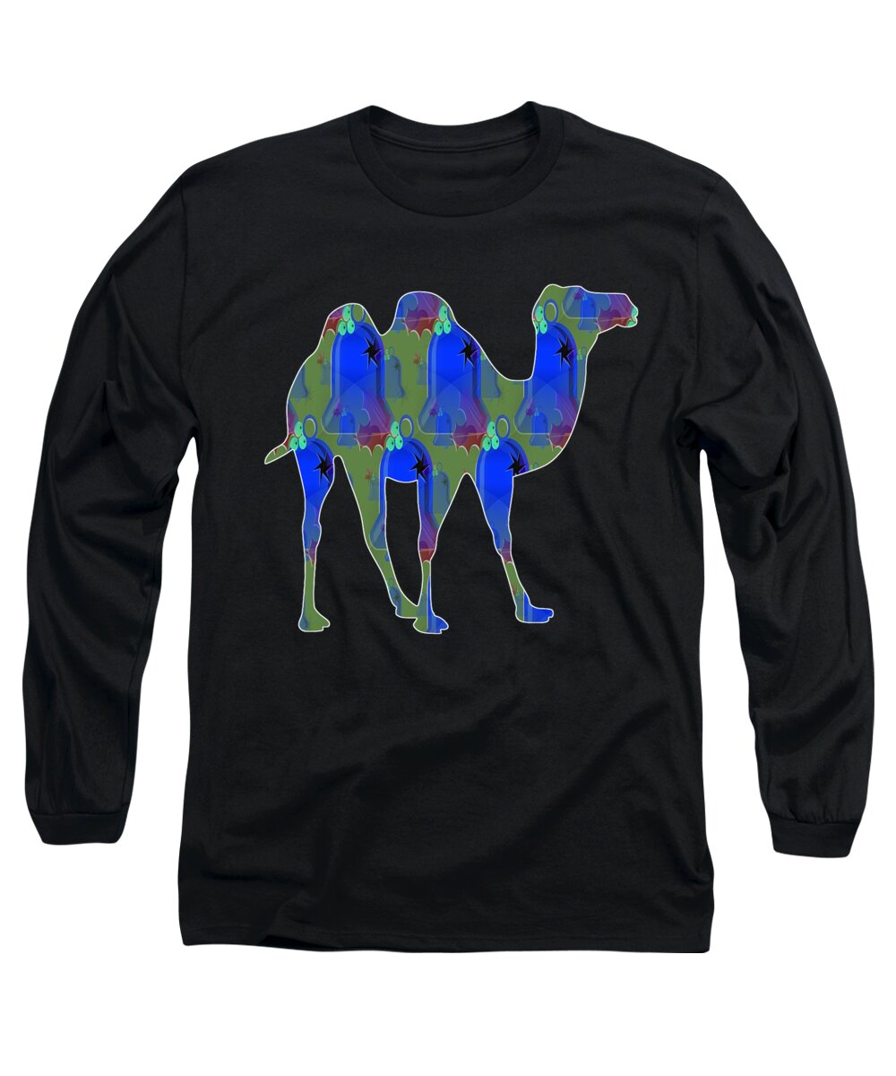 Llama Long Sleeve T-Shirt featuring the digital art Camel 37 by Lin Watchorn