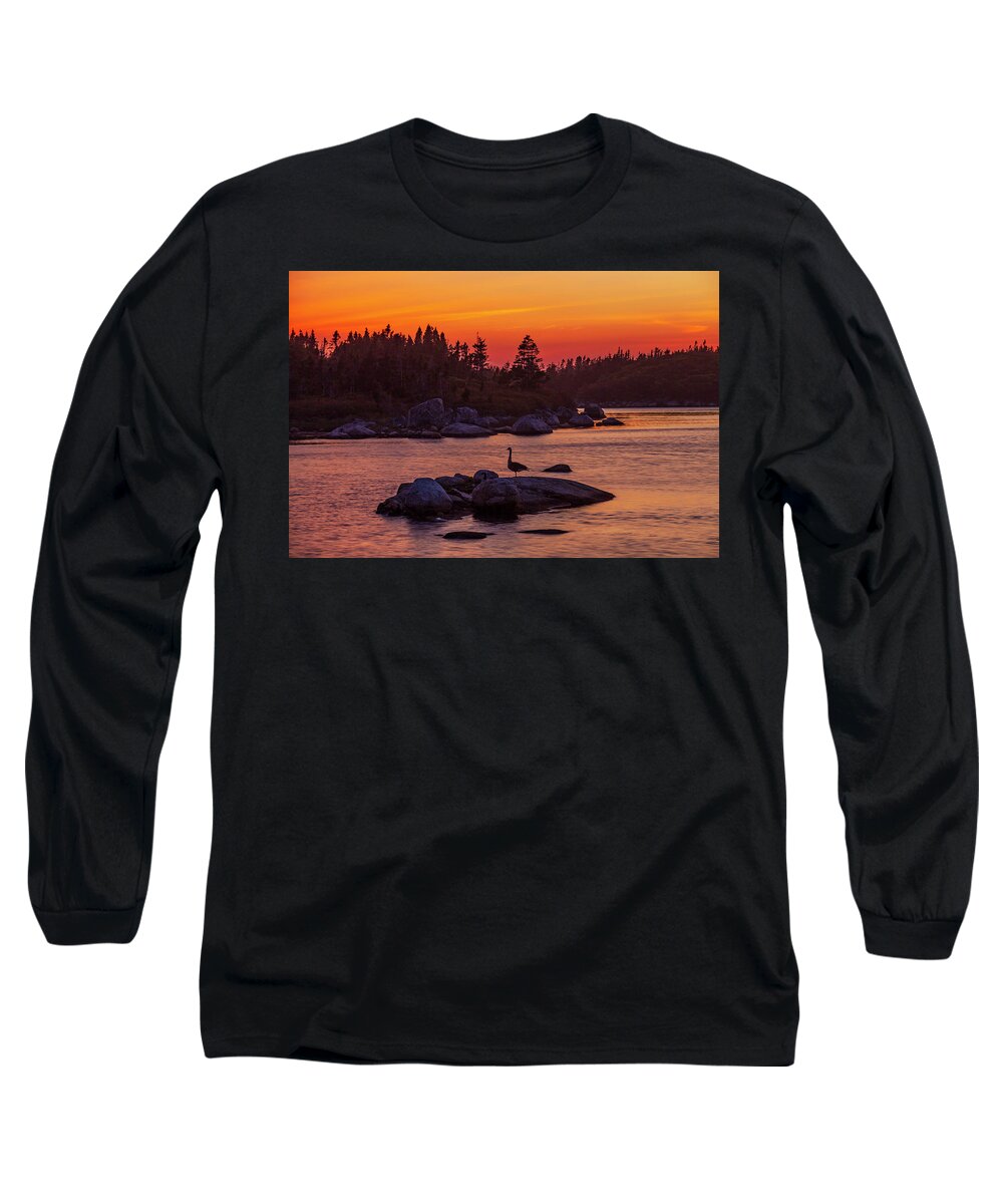 Sunset Long Sleeve T-Shirt featuring the photograph Canada Geese At Sunset by Irwin Barrett