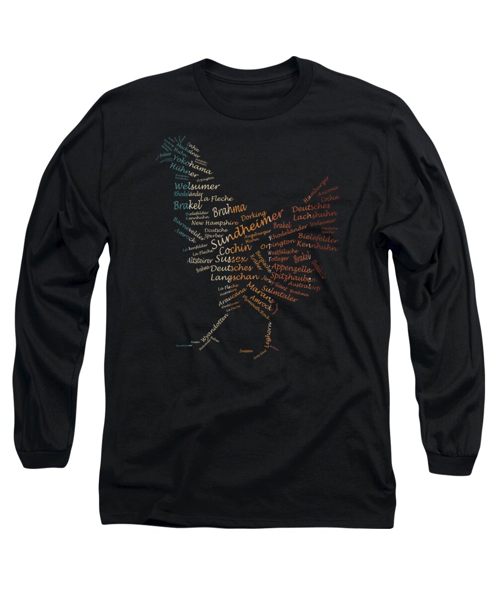 Chicken Breeder Long Sleeve T-Shirt featuring the digital art Chicken Breeds Chicken Breeding Rooster Hen Chick by Toms Tee Store
