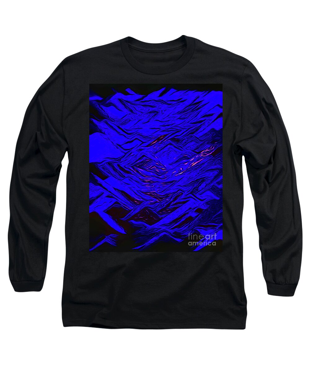 Pixel Long Sleeve T-Shirt featuring the digital art Cobalt Blue From Sand by Diana Mary Sharpton