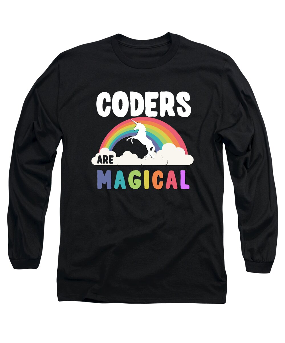 Funny Long Sleeve T-Shirt featuring the digital art Coders Are Magical by Flippin Sweet Gear
