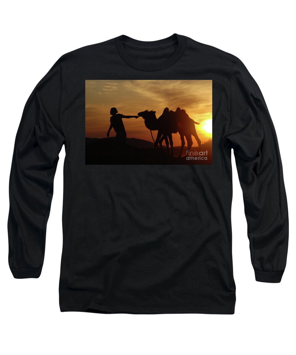 Colors Of Gobi Desert Long Sleeve T-Shirt featuring the photograph colors of Gobi desert by Elbegzaya Lkhagvasuren