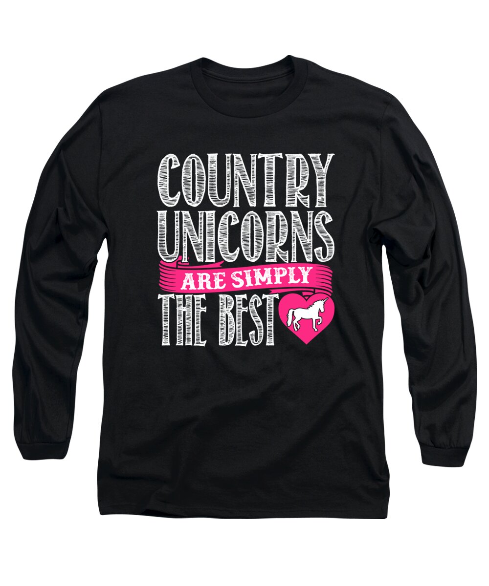 Fantasy Long Sleeve T-Shirt featuring the digital art Country Unicorns are simply the best by Jacob Zelazny