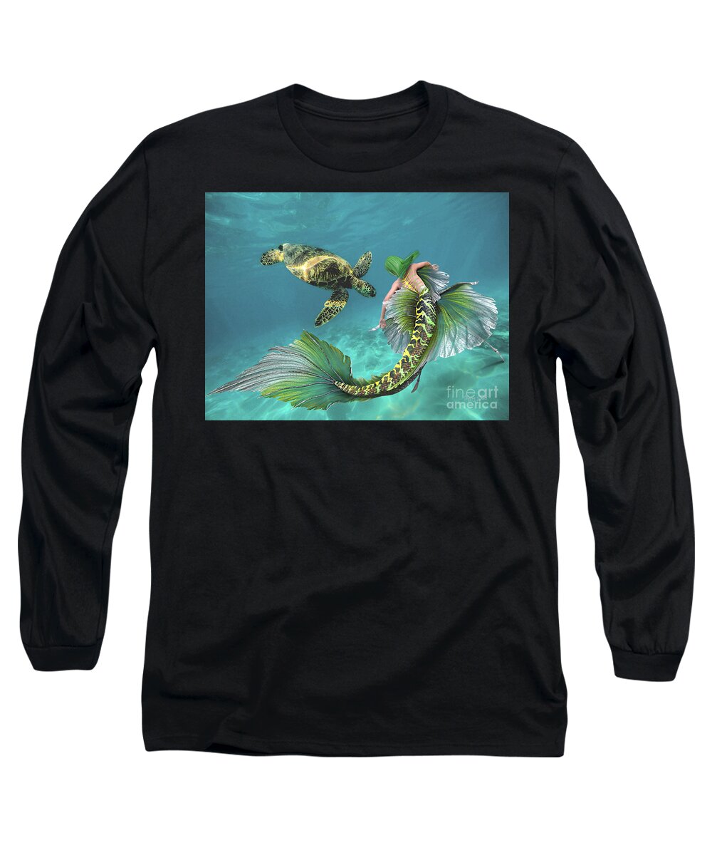 Mermaid Long Sleeve T-Shirt featuring the digital art Dance With Me by Morag Bates