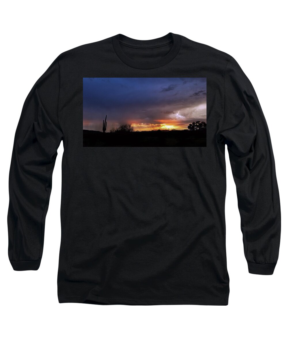 Arizona Long Sleeve T-Shirt featuring the photograph Dark Sky Monsoon - Arizona Desert by Gene Taylor