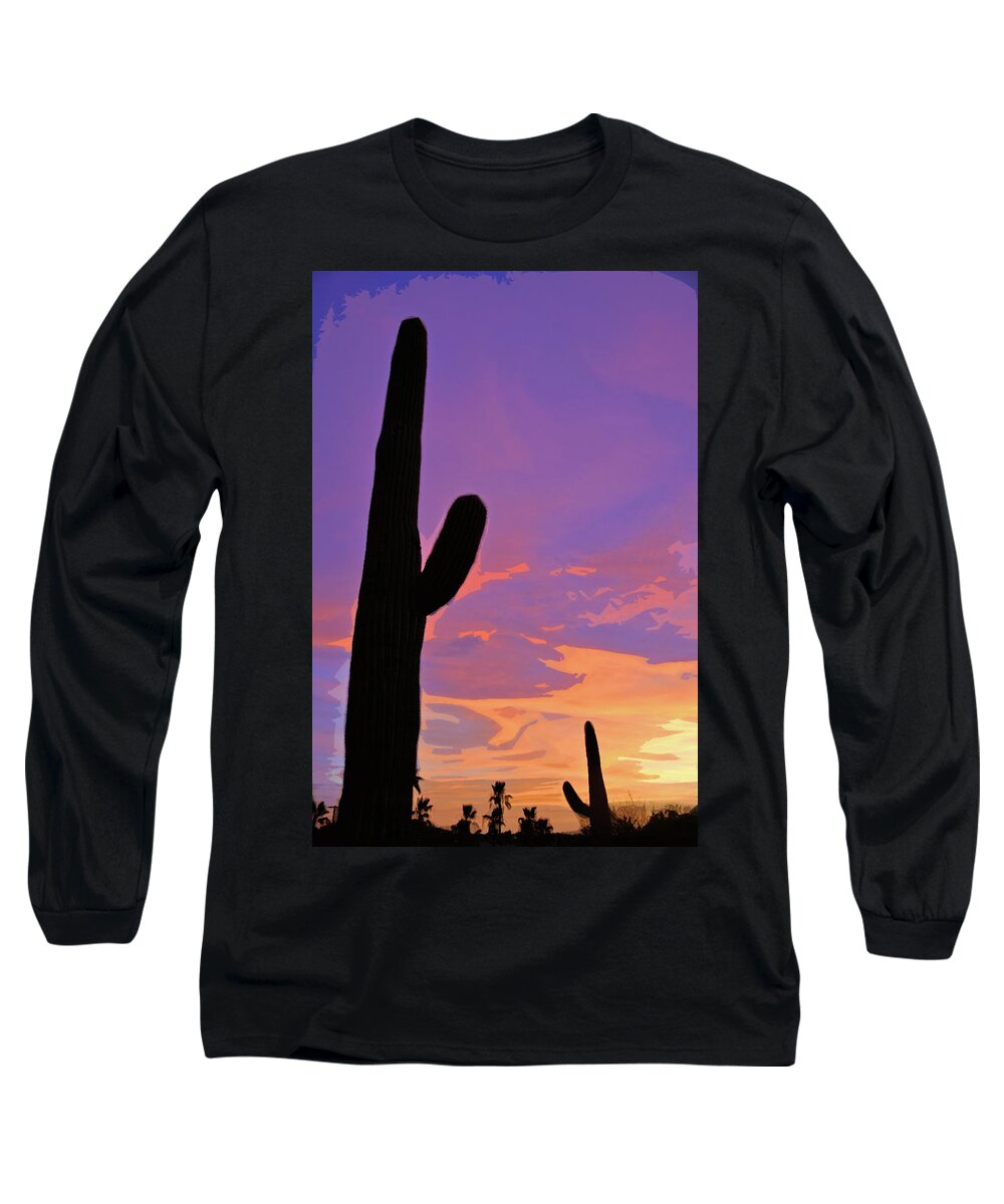 Sunset Long Sleeve T-Shirt featuring the photograph Desert Sunset 2 Cutout Series by JustJeffAz Photography