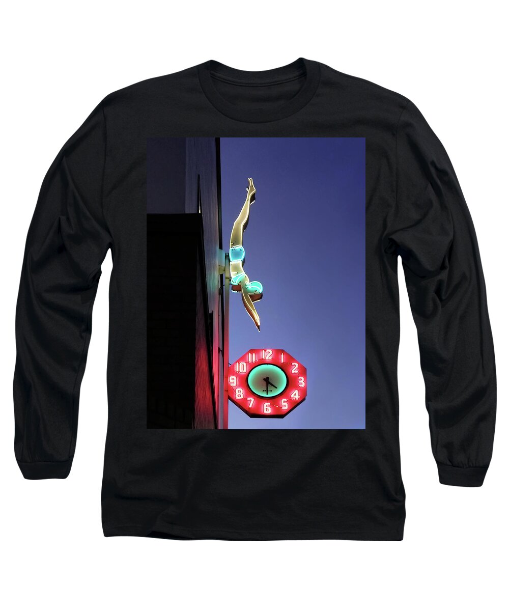 Neon Long Sleeve T-Shirt featuring the photograph Dive In Retro Neon by Kathleen Grace