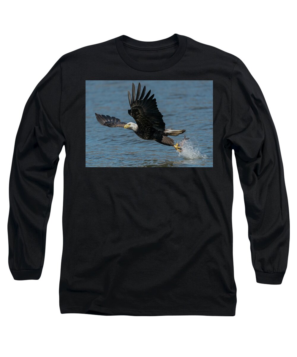 Eagle Long Sleeve T-Shirt featuring the photograph Eagle with catch of the day by Sam Rino