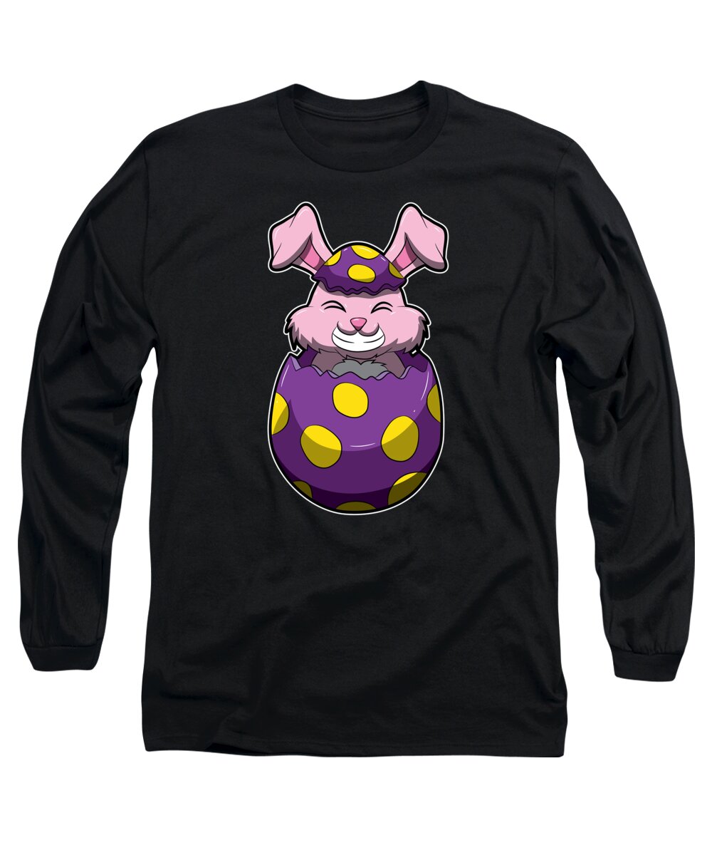 Easter Bunny Long Sleeve T-Shirt featuring the digital art Easter Bunny Pops Out Of A Painted Egg by Mister Tee
