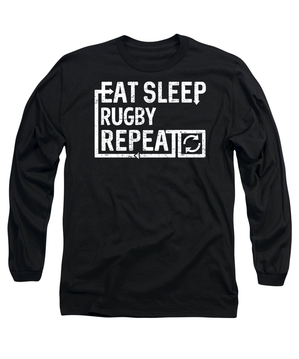 Cool Long Sleeve T-Shirt featuring the digital art Eat Sleep Rugby by Flippin Sweet Gear