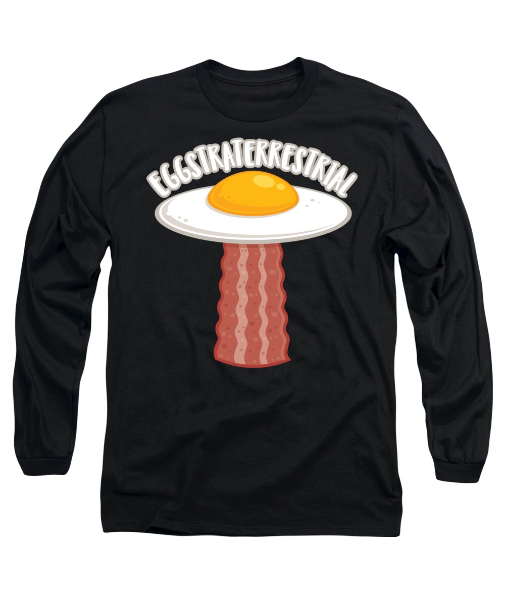 Egg Long Sleeve T-Shirt featuring the digital art Eggstraterrestrial With Text by John Schwegel