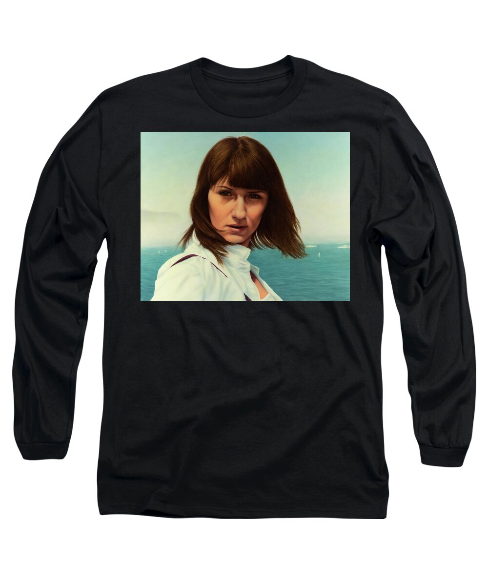 Woman Long Sleeve T-Shirt featuring the painting Erika in a fog by James W Johnson