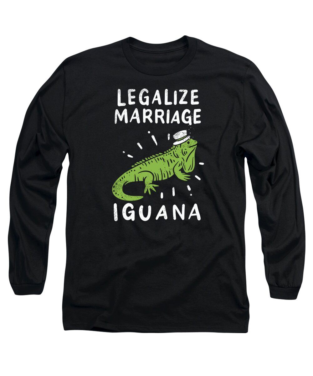 Reptile Long Sleeve T-Shirt featuring the digital art Exotic Lizards Marine Iguana Funny Reptile by Toms Tee Store