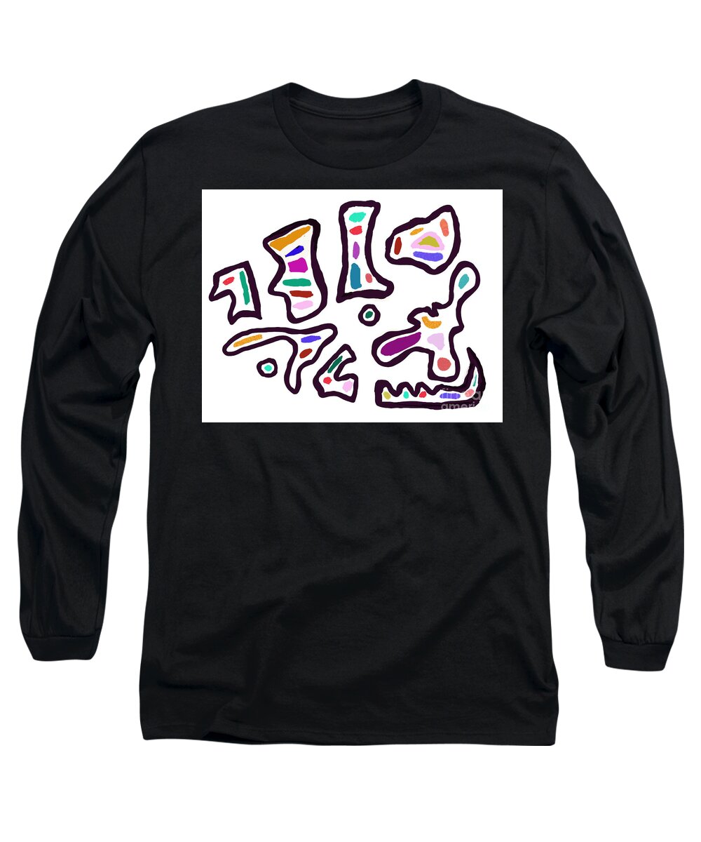Impressionistic Expressionism Long Sleeve T-Shirt featuring the digital art Face of Mayan Warrior by Zotshee Zotshee