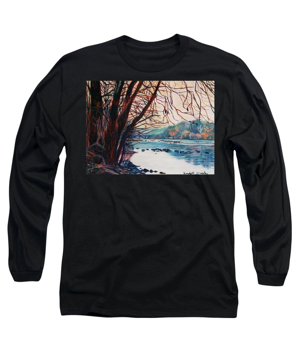 New River Long Sleeve T-Shirt featuring the pastel Fall on the New River by Kendall Kessler