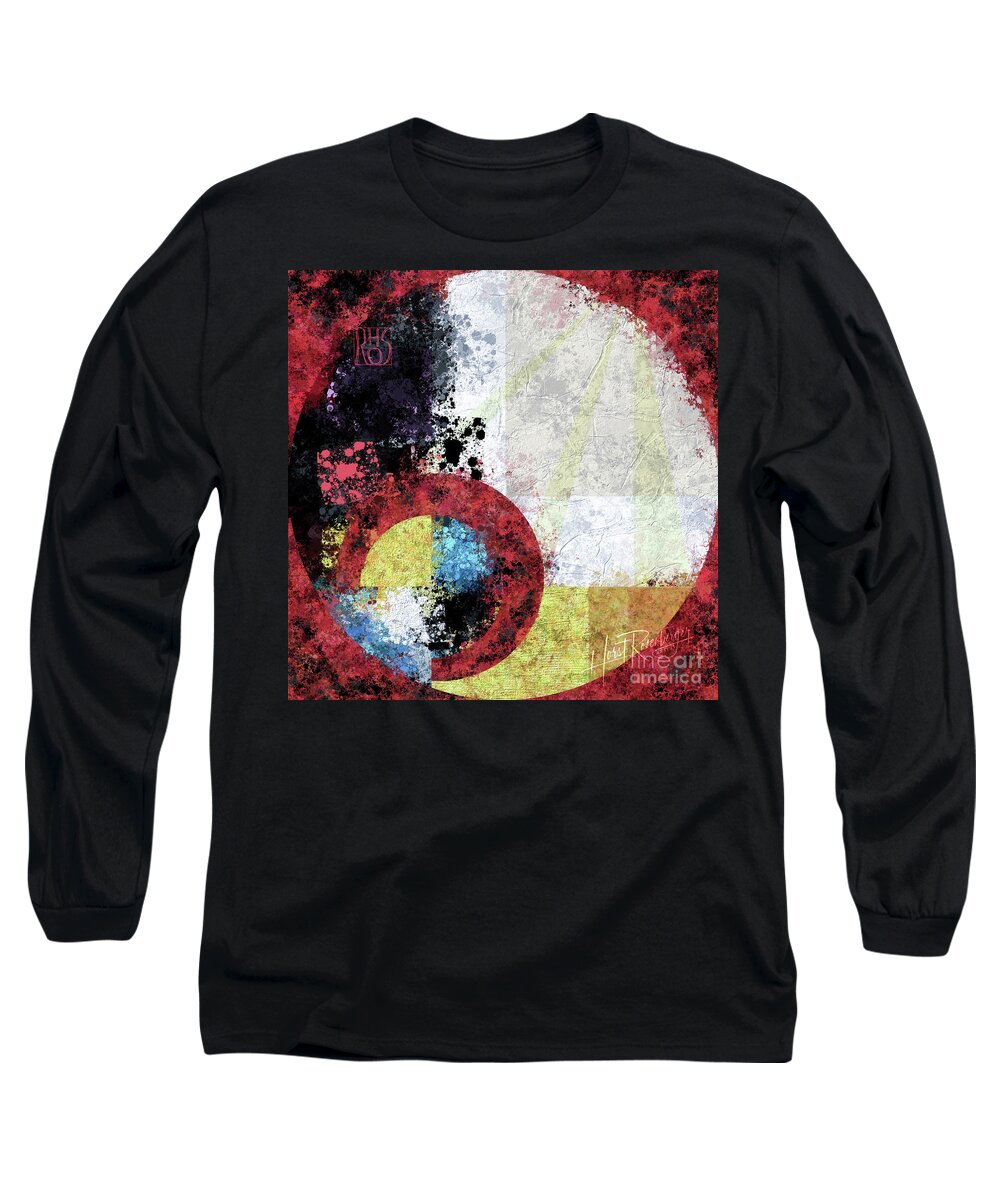 Abstract Long Sleeve T-Shirt featuring the painting Fiery Time Flies by Horst Rosenberger