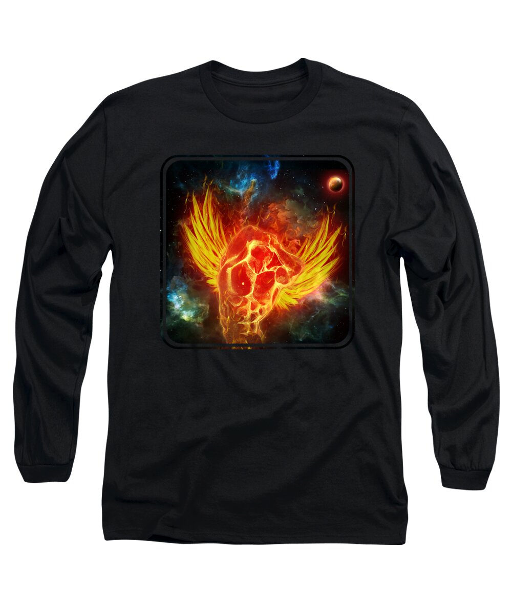  Phoenix Long Sleeve T-Shirt featuring the digital art Fly Like A Phoenix by Mark Ashkenazi