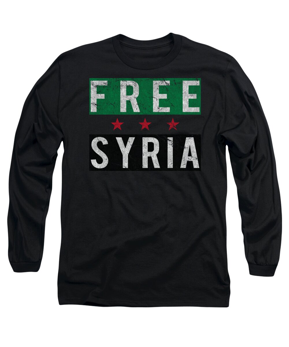 Funny Long Sleeve T-Shirt featuring the digital art Free Syria by Flippin Sweet Gear