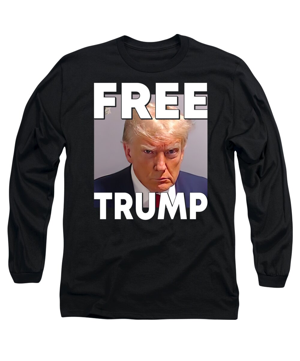 Cool Long Sleeve T-Shirt featuring the digital art Free Trump Mugshot by Flippin Sweet Gear
