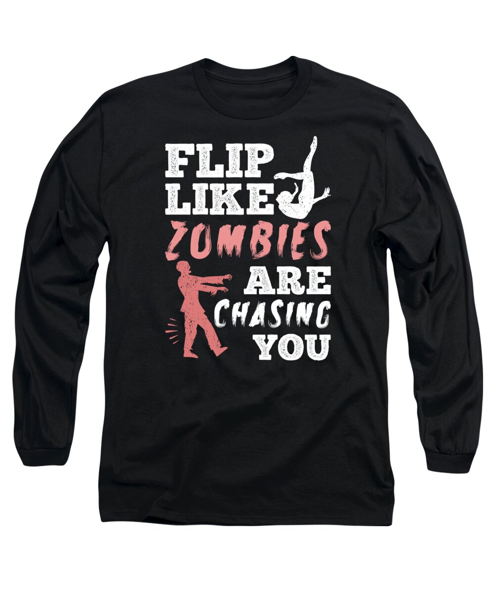 Gymnastics Lover Long Sleeve T-Shirt featuring the digital art Funny Zombie Gymnastics Quote by Me