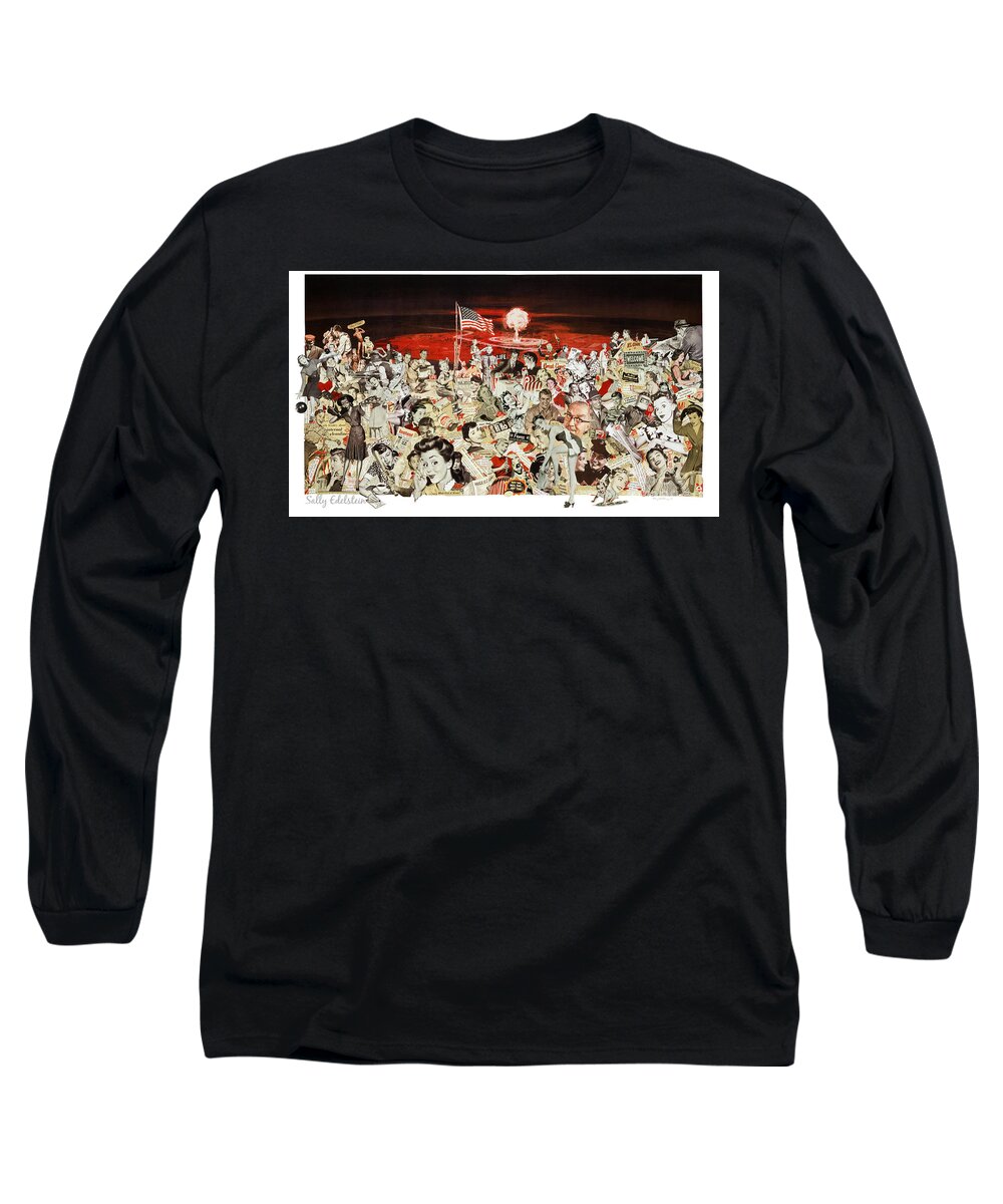 Collage Long Sleeve T-Shirt featuring the mixed media Fusion Culture by Sally Edelstein