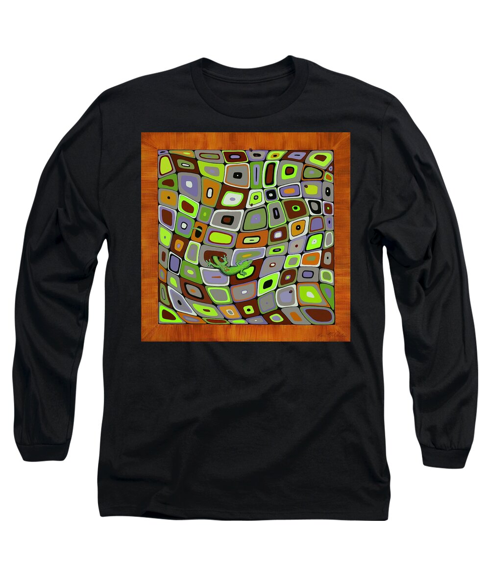 Kim Mcclinton Long Sleeve T-Shirt featuring the painting Gecko Limbo by Kim McClinton